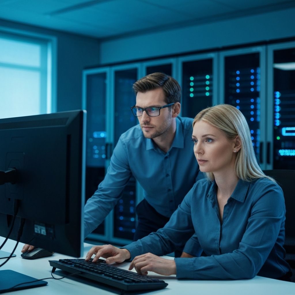 IT professionals working in a modern office