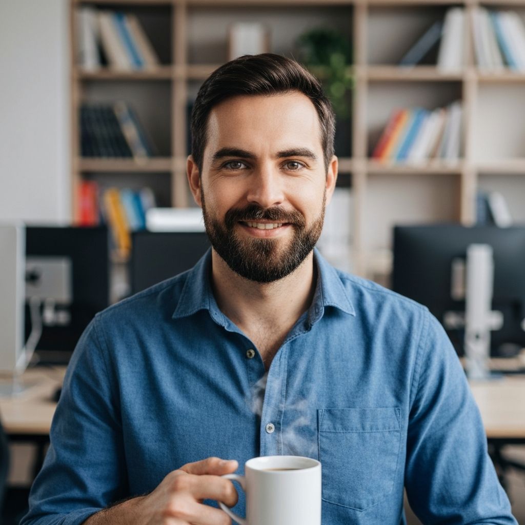 IT professional with coffee